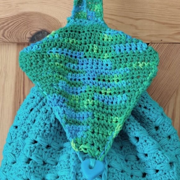 Hand Crafted Crochet Cotton Back Pack Bag Purse Tote - Picture 13 of 16